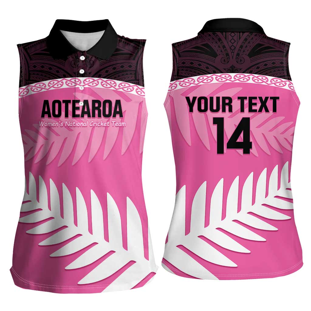 Custom New Zealand Aotearoa Cricket Women Sleeveless Polo Shirt Go White Silver Fern LT14 - Polynesian Pride