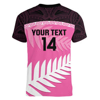 Custom New Zealand Aotearoa Cricket Women V-Neck T-Shirt Go White Silver Fern LT14 - Polynesian Pride