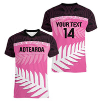 Custom New Zealand Aotearoa Cricket Women V-Neck T-Shirt Go White Silver Fern LT14 - Polynesian Pride