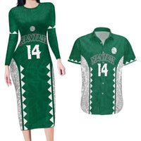 Custom Hawaii Volleyball Couples Matching Long Sleeve Bodycon Dress and Hawaiian Shirt Hawaiian Kakau Pattern LT14 Green - Polynesian Pride
