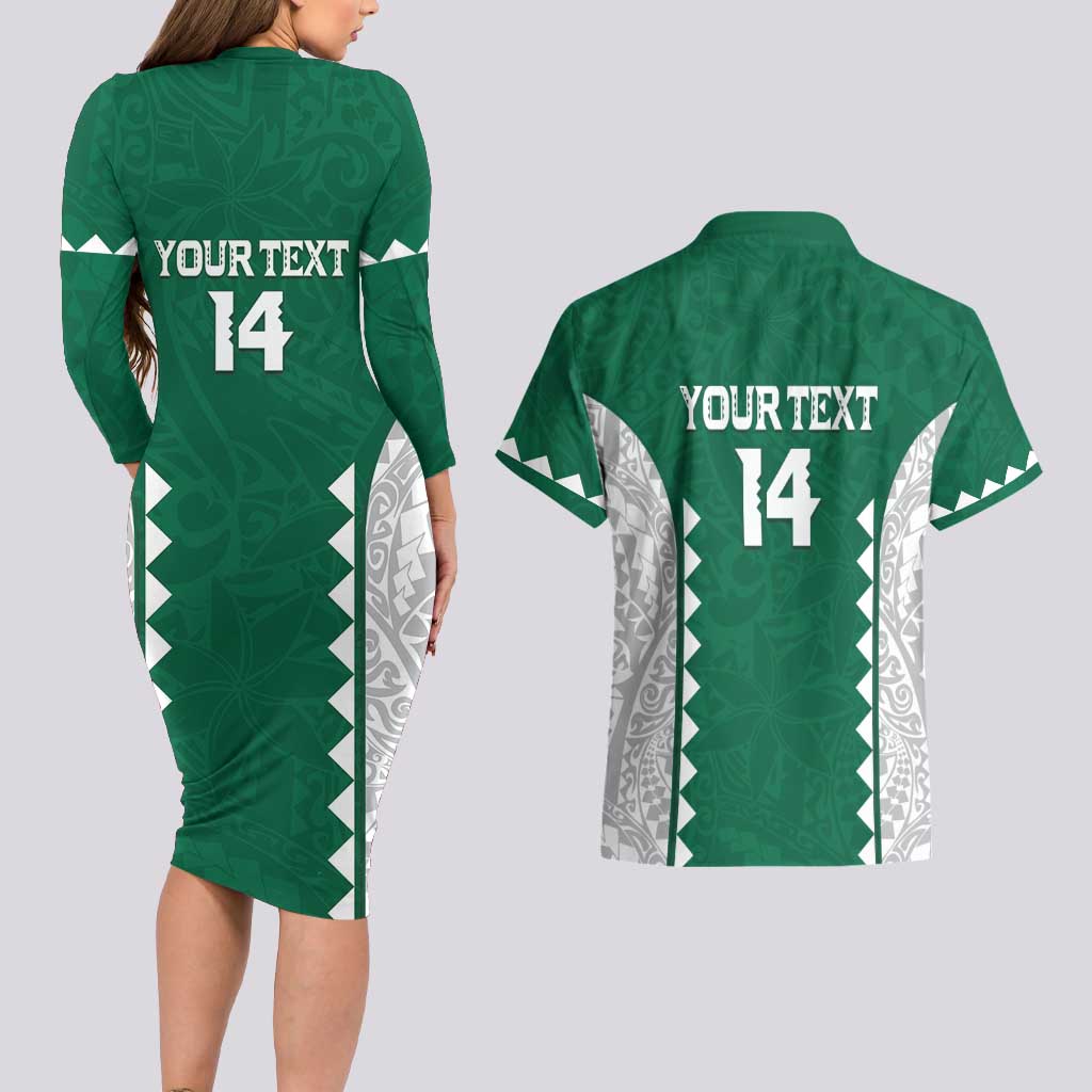 Custom Hawaii Volleyball Couples Matching Long Sleeve Bodycon Dress and Hawaiian Shirt Hawaiian Kakau Pattern LT14 - Polynesian Pride