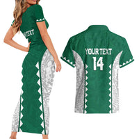 Custom Hawaii Volleyball Couples Matching Short Sleeve Bodycon Dress and Hawaiian Shirt Hawaiian Kakau Pattern LT14 - Polynesian Pride
