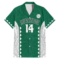 Custom Hawaii Volleyball Family Matching Mermaid Dress and Hawaiian Shirt Hawaiian Kakau Pattern LT14 Dad's Shirt - Short Sleeve Green - Polynesian Pride