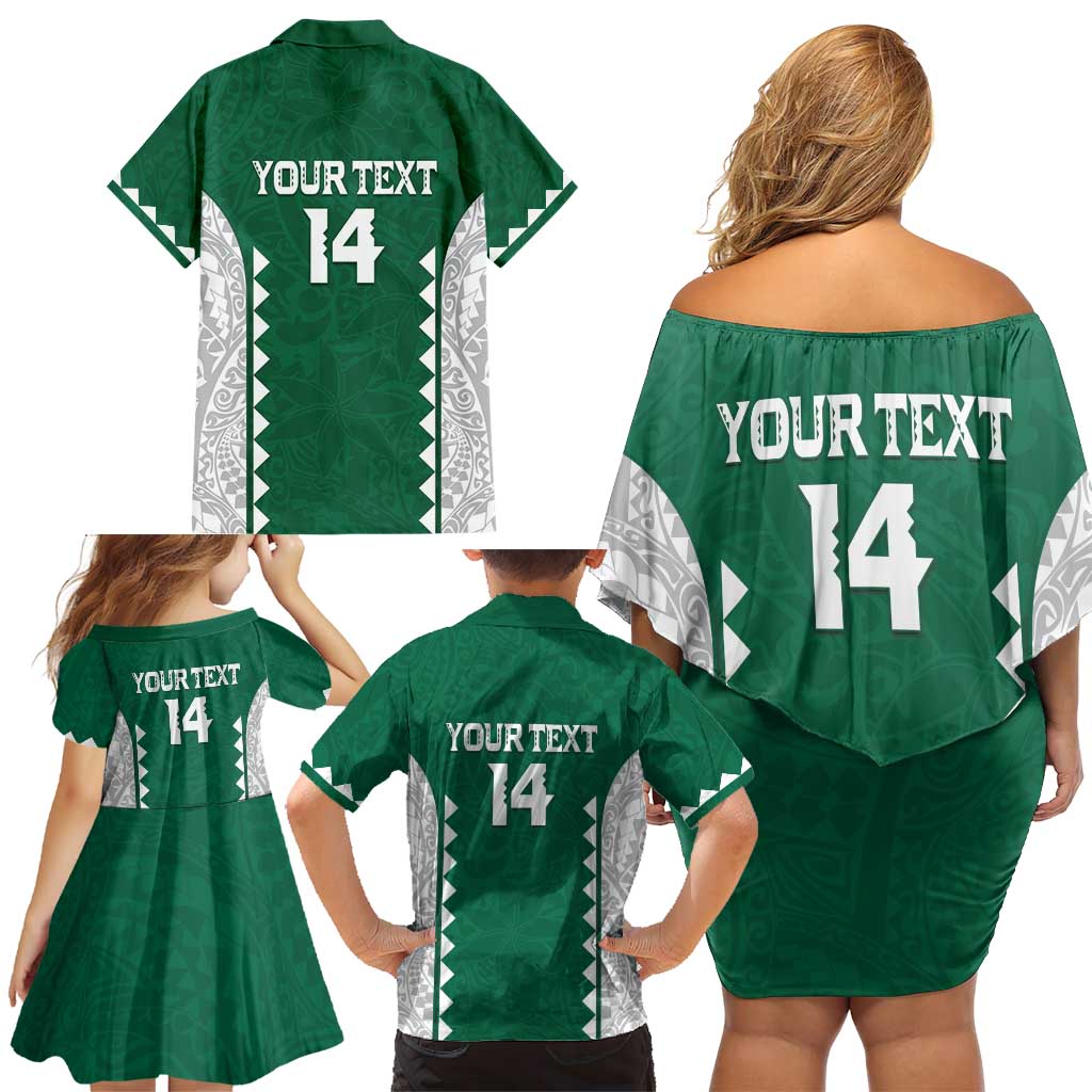 Custom Hawaii Volleyball Family Matching Off Shoulder Short Dress and Hawaiian Shirt Hawaiian Kakau Pattern LT14 - Polynesian Pride