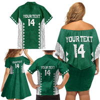 Custom Hawaii Volleyball Family Matching Off Shoulder Short Dress and Hawaiian Shirt Hawaiian Kakau Pattern LT14 - Polynesian Pride