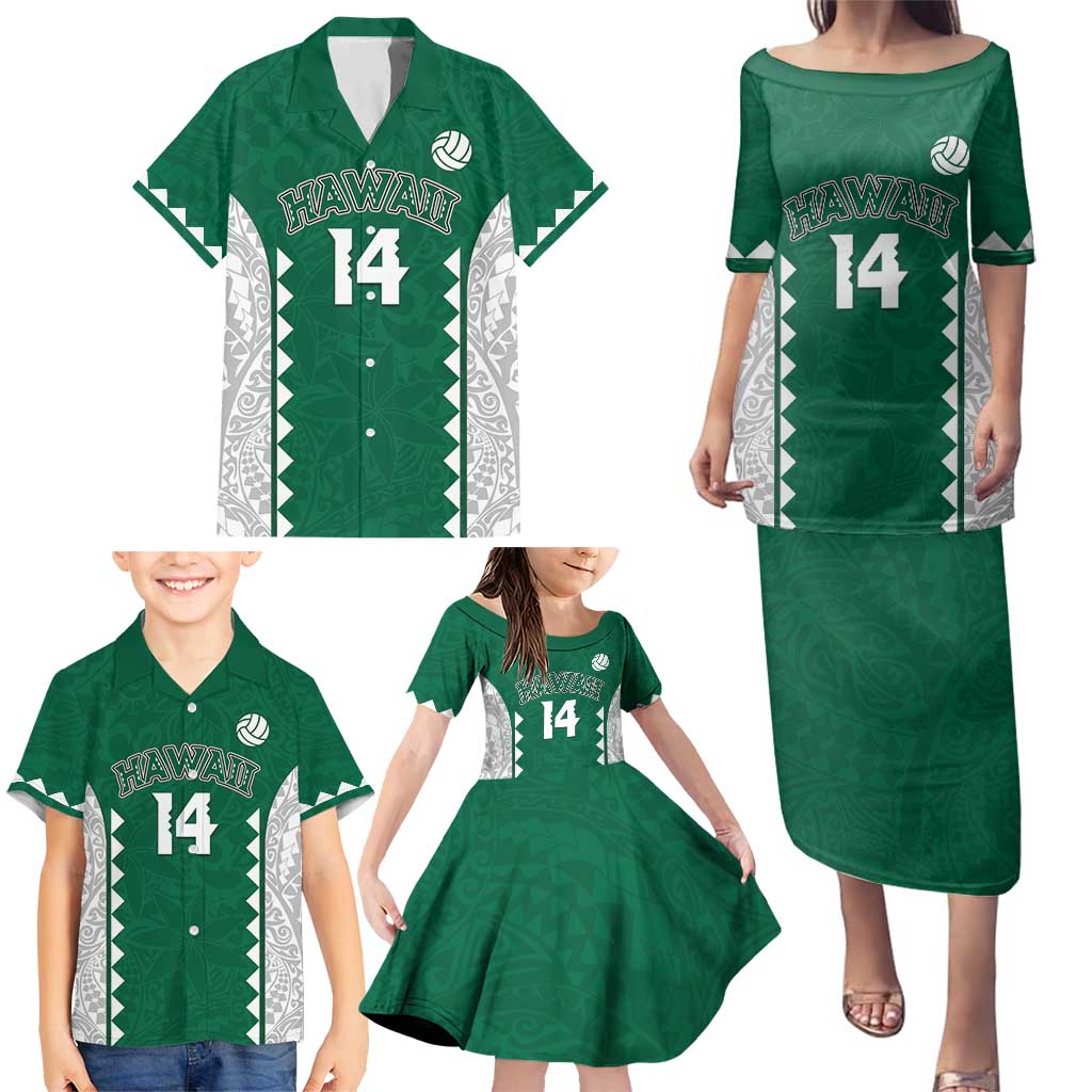 Custom Hawaii Volleyball Family Matching Puletasi and Hawaiian Shirt Hawaiian Kakau Pattern LT14 - Polynesian Pride