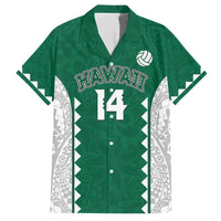 Custom Hawaii Volleyball Family Matching Short Sleeve Bodycon Dress and Hawaiian Shirt Hawaiian Kakau Pattern LT14 Dad's Shirt - Short Sleeve Green - Polynesian Pride