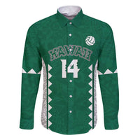 Custom Hawaii Volleyball Family Matching Short Sleeve Bodycon Dress and Hawaiian Shirt Hawaiian Kakau Pattern LT14 Dad's Shirt - Long Sleeve Green - Polynesian Pride