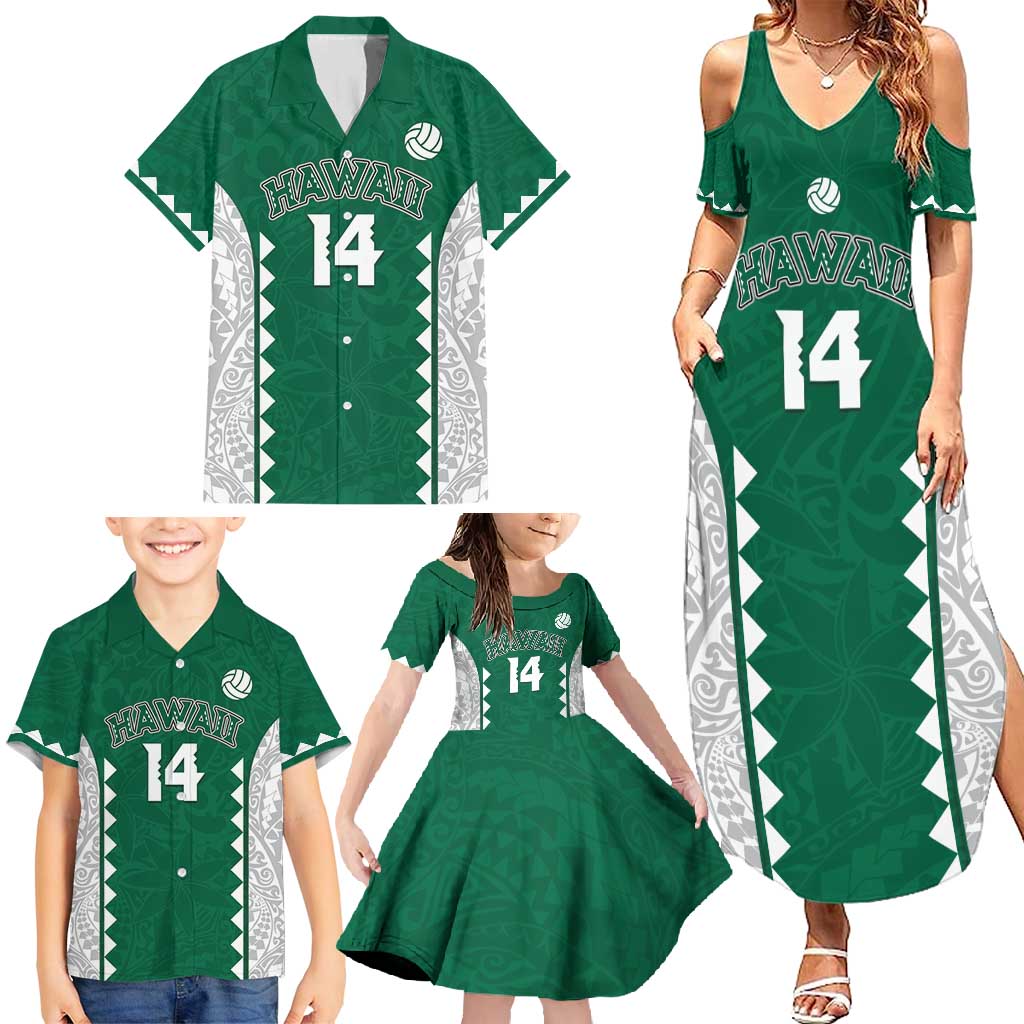 Custom Hawaii Volleyball Family Matching Summer Maxi Dress and Hawaiian Shirt Hawaiian Kakau Pattern LT14 - Polynesian Pride