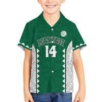 Custom Hawaii Volleyball Family Matching Summer Maxi Dress and Hawaiian Shirt Hawaiian Kakau Pattern LT14 Son's Shirt Green - Polynesian Pride