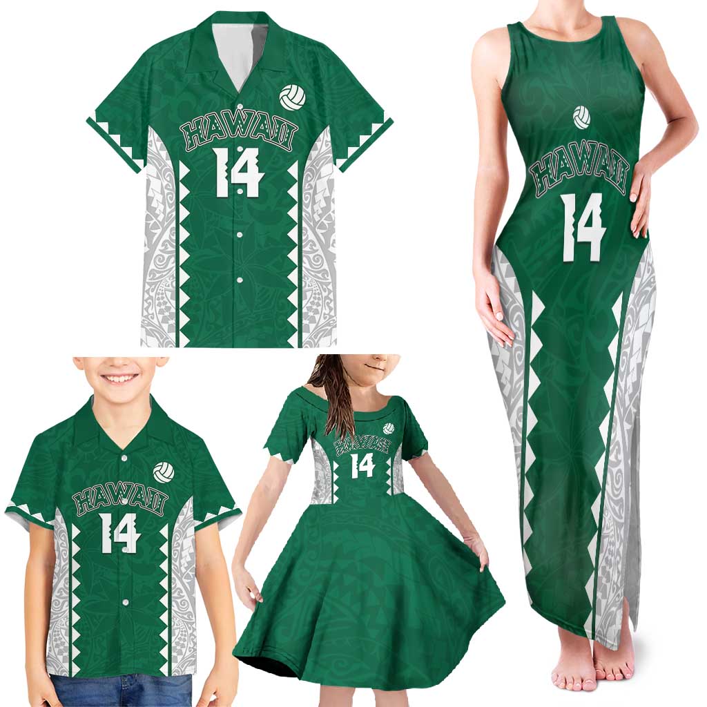 Custom Hawaii Volleyball Family Matching Tank Maxi Dress and Hawaiian Shirt Hawaiian Kakau Pattern LT14 - Polynesian Pride