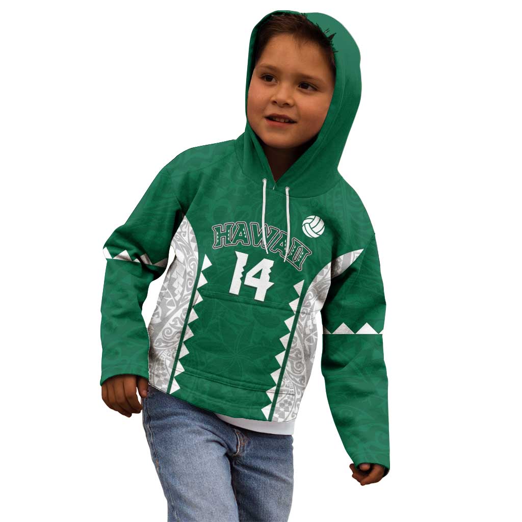 Custom Hawaii Volleyball Kid Hoodie Hawaiian Kakau Pattern