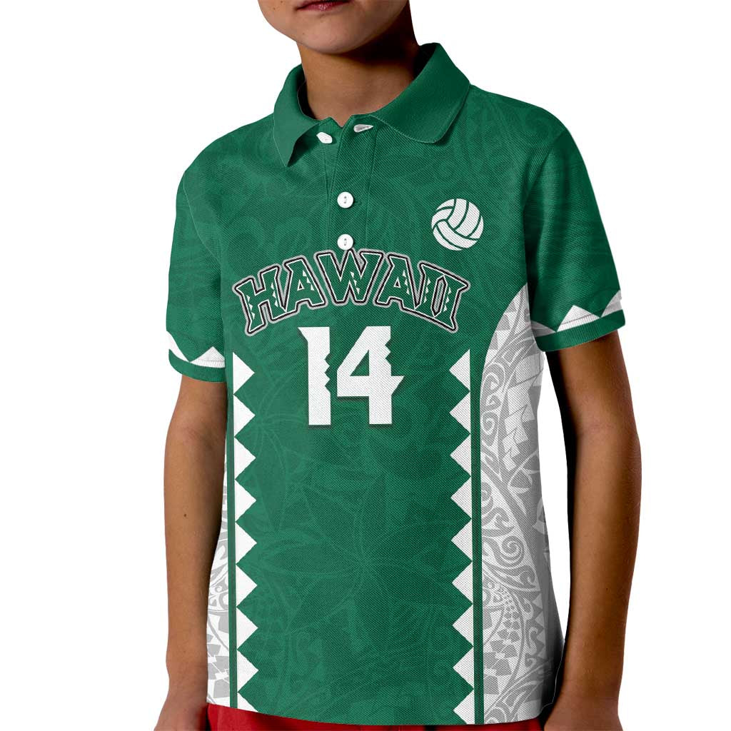 Custom Hawaii Volleyball Kid Polo Shirt Hawaiian Kakau Pattern LT14 Kid Green - Polynesian Pride