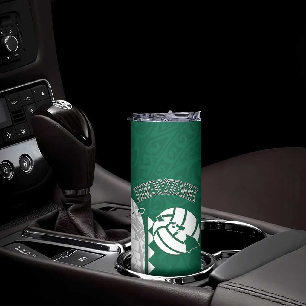 Custom Hawaii Volleyball Skinny Tumbler Hawaiian Kakau Pattern