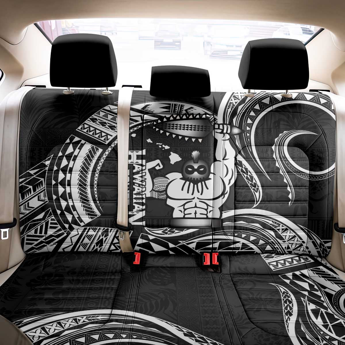 Black Hawaii Ikaika Warrior Back Car Seat Cover Hawaiian Power LT14 - Polynesian Pride