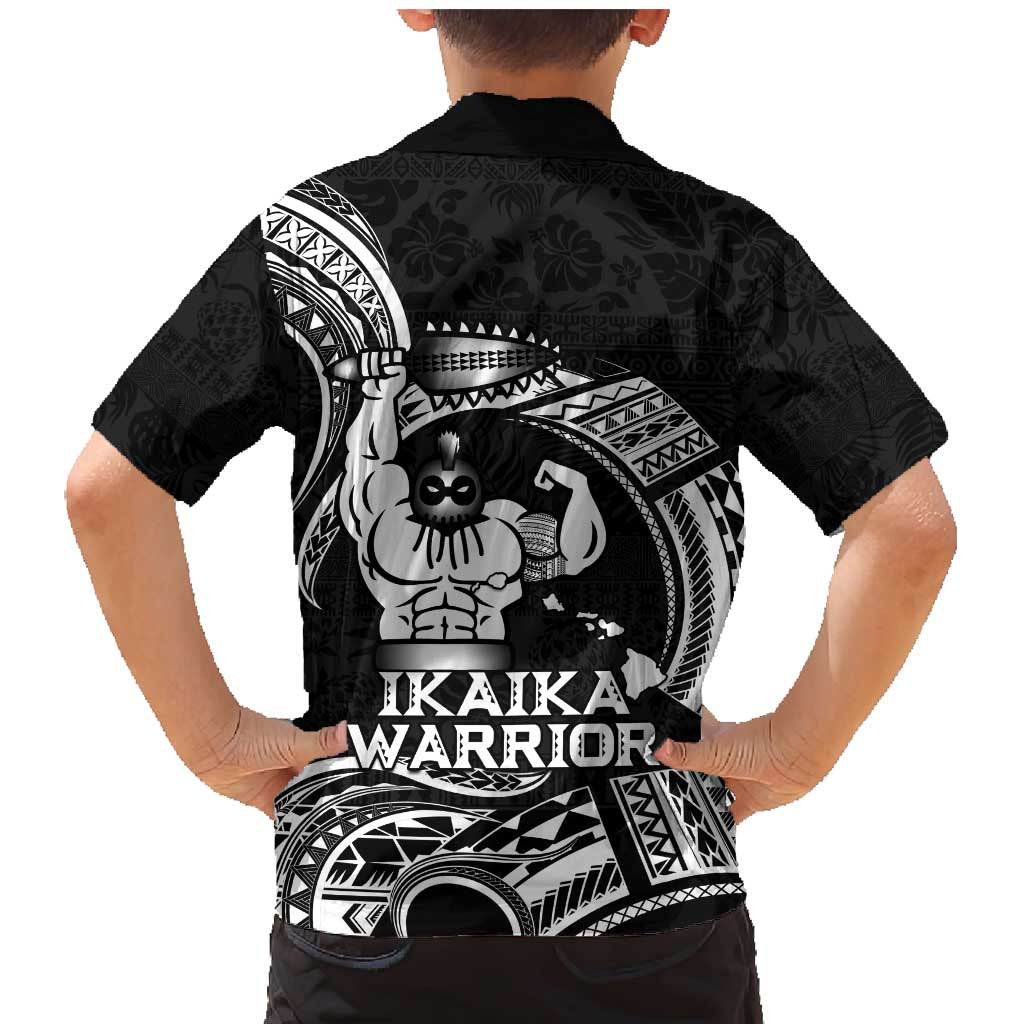 Black Hawaii Ikaika Warrior Family Matching Mermaid Dress and Hawaiian Shirt Hawaiian Power LT14 - Polynesian Pride