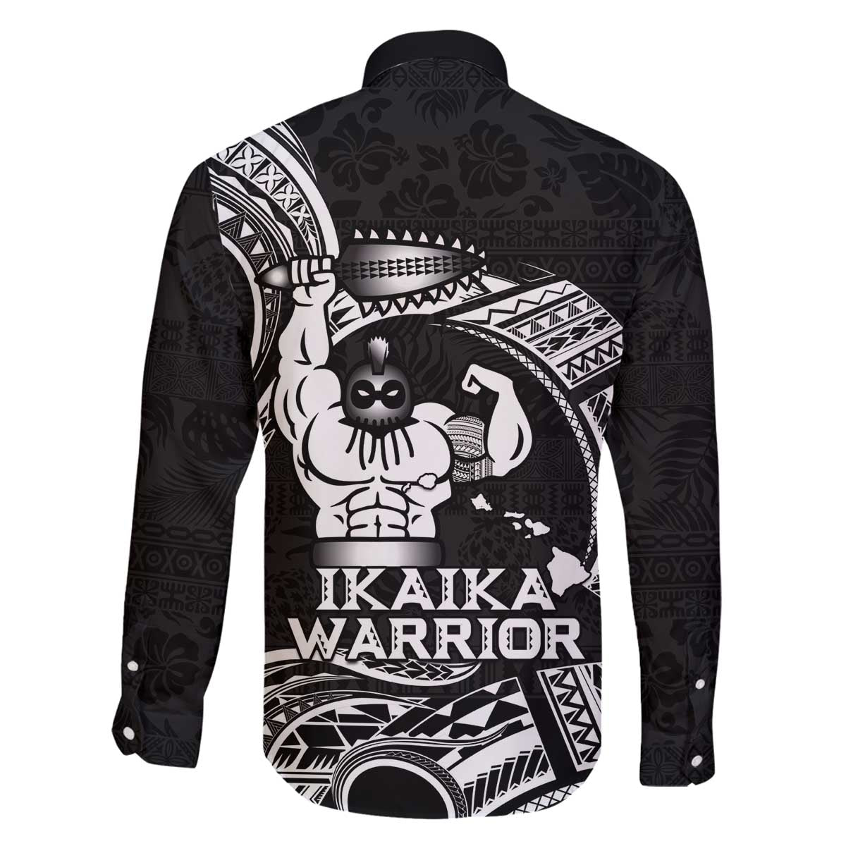Black Hawaii Ikaika Warrior Family Matching Off The Shoulder Long Sleeve Dress and Hawaiian Shirt Hawaiian Power