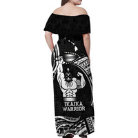 Black Hawaii Ikaika Warrior Family Matching Off Shoulder Maxi Dress and Hawaiian Shirt Hawaiian Power LT14 - Polynesian Pride