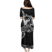 Black Hawaii Ikaika Warrior Family Matching Puletasi and Hawaiian Shirt Hawaiian Power LT14 - Polynesian Pride