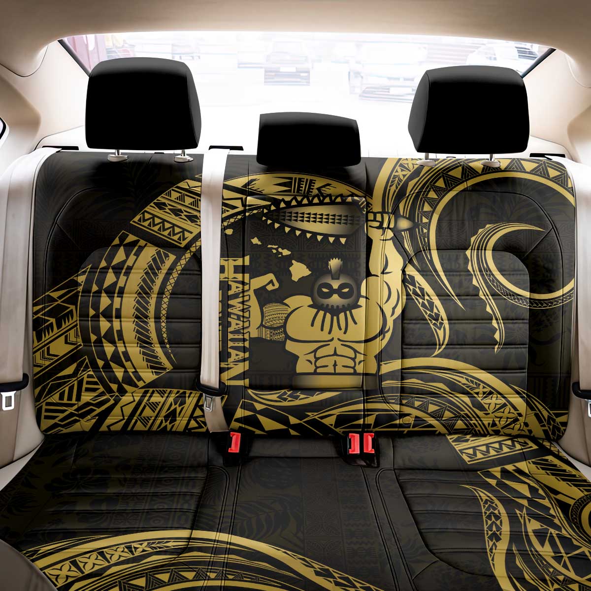 Gold Hawaii Ikaika Warrior Back Car Seat Cover Hawaiian Power LT14 - Polynesian Pride