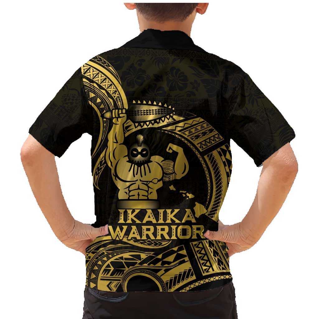 Gold Hawaii Ikaika Warrior Family Matching Mermaid Dress and Hawaiian Shirt Hawaiian Power LT14 - Polynesian Pride