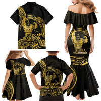 Gold Hawaii Ikaika Warrior Family Matching Mermaid Dress and Hawaiian Shirt Hawaiian Power LT14 - Polynesian Pride