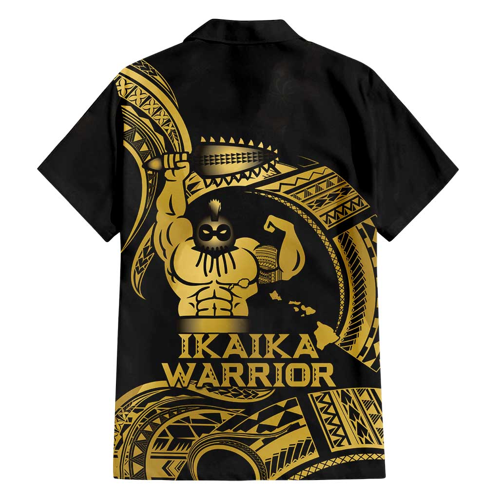Gold Hawaii Ikaika Warrior Family Matching Off Shoulder Maxi Dress and Hawaiian Shirt Hawaiian Power LT14 - Polynesian Pride