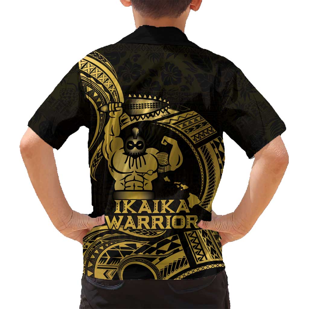 Gold Hawaii Ikaika Warrior Family Matching Puletasi and Hawaiian Shirt Hawaiian Power LT14 - Polynesian Pride