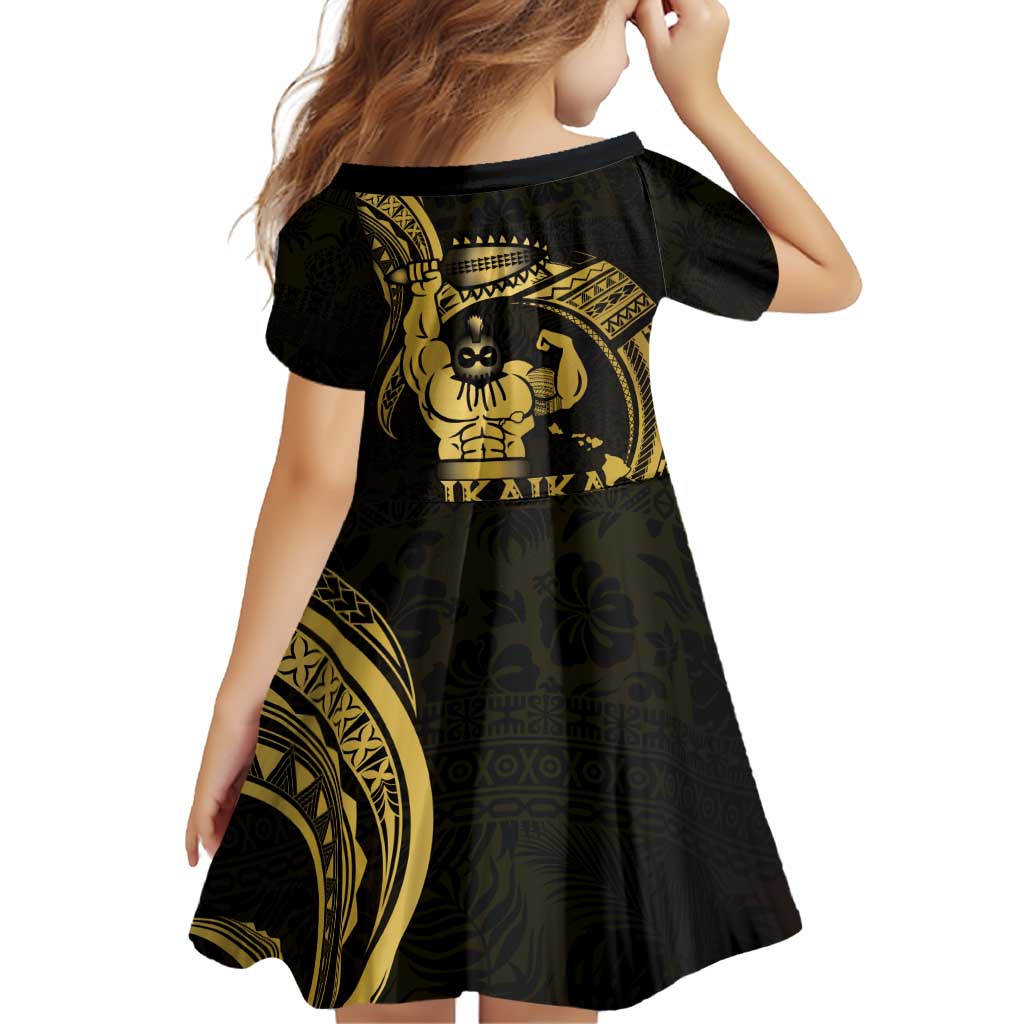 Gold Hawaii Ikaika Warrior Family Matching Puletasi and Hawaiian Shirt Hawaiian Power LT14 - Polynesian Pride