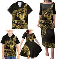 Gold Hawaii Ikaika Warrior Family Matching Puletasi and Hawaiian Shirt Hawaiian Power LT14 - Polynesian Pride