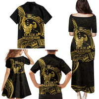 Gold Hawaii Ikaika Warrior Family Matching Puletasi and Hawaiian Shirt Hawaiian Power LT14 - Polynesian Pride
