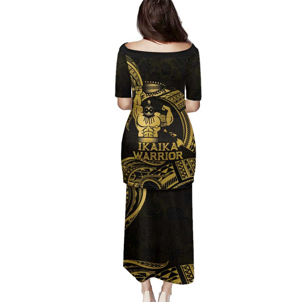 Gold Hawaii Ikaika Warrior Family Matching Puletasi and Hawaiian Shirt Hawaiian Power LT14 - Polynesian Pride