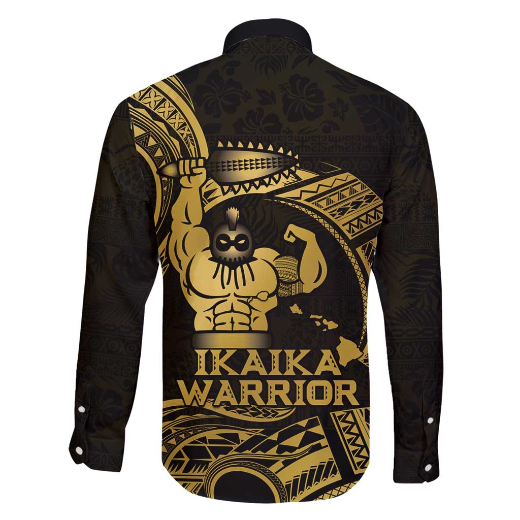 Gold Hawaii Ikaika Warrior Family Matching Short Sleeve Bodycon Dress and Hawaiian Shirt Hawaiian Power