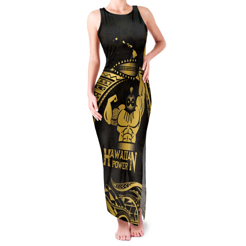 Gold Hawaii Ikaika Warrior Family Matching Tank Maxi Dress and Hawaiian Shirt Hawaiian Power