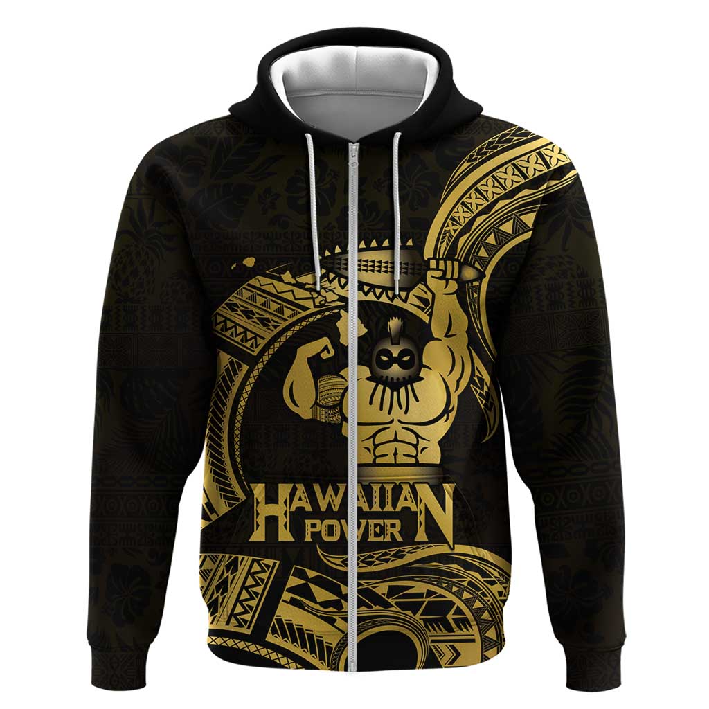 Gold Hawaii Ikaika Warrior Hoodie Hawaiian Power LT14 Zip Hoodie Gold - Polynesian Pride