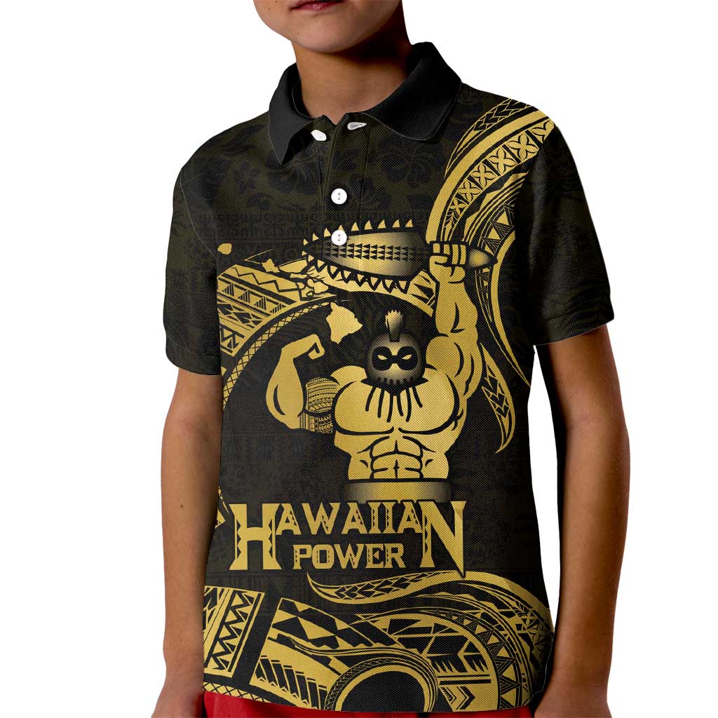 Gold Hawaii Ikaika Warrior Kid Polo Shirt Hawaiian Power LT14 Kid Gold - Polynesian Pride