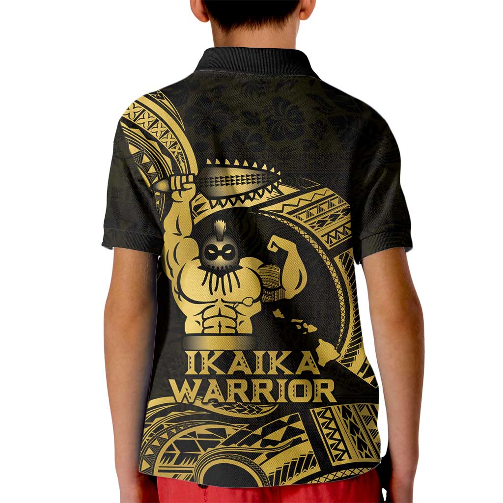 Gold Hawaii Ikaika Warrior Kid Polo Shirt Hawaiian Power LT14 - Polynesian Pride