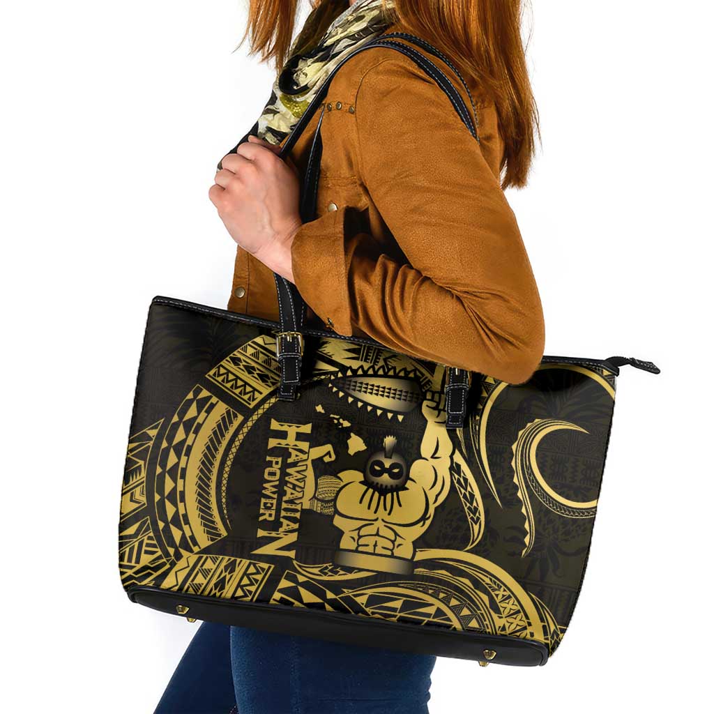 Gold Hawaii Ikaika Warrior Leather Tote Bag Hawaiian Power LT14 Gold - Polynesian Pride