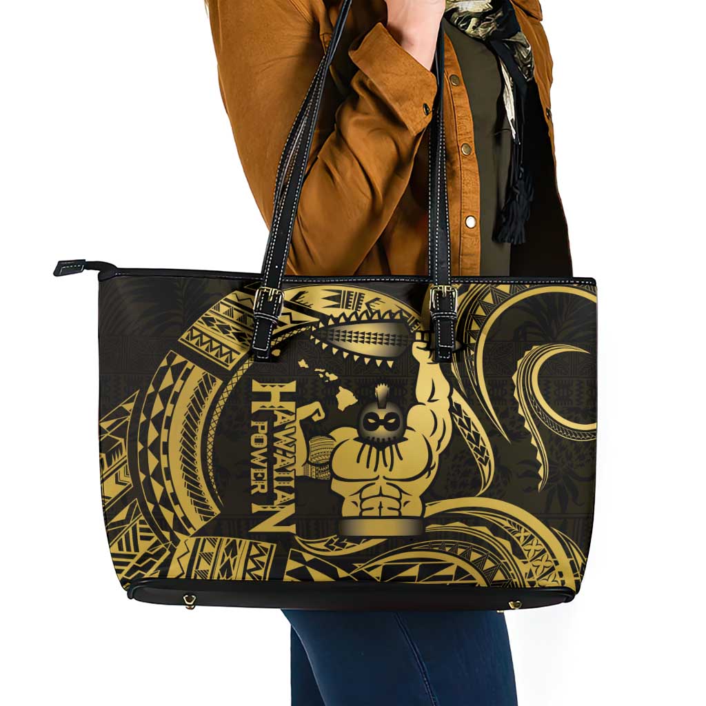 Gold Hawaii Ikaika Warrior Leather Tote Bag Hawaiian Power LT14 - Polynesian Pride