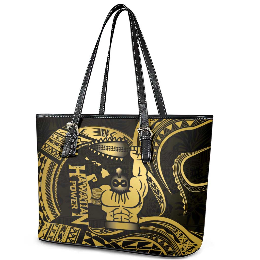 Gold Hawaii Ikaika Warrior Leather Tote Bag Hawaiian Power LT14 - Polynesian Pride