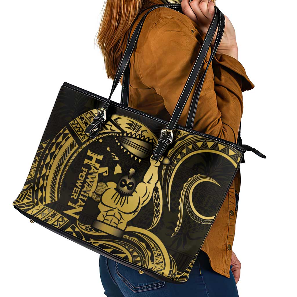 Gold Hawaii Ikaika Warrior Leather Tote Bag Hawaiian Power LT14 - Polynesian Pride