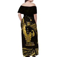 Gold Hawaii Ikaika Warrior Off Shoulder Maxi Dress Hawaiian Power LT14 - Polynesian Pride