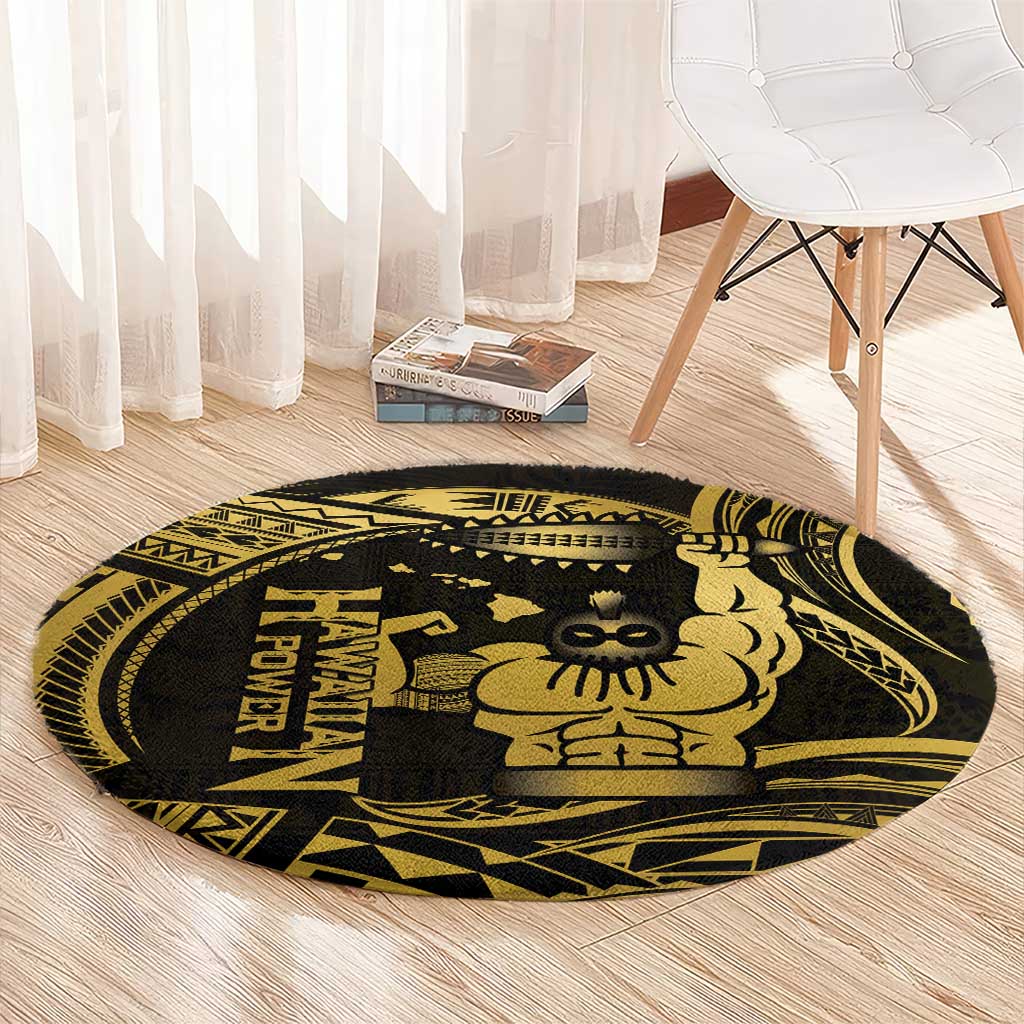 Gold Hawaii Ikaika Warrior Round Carpet Hawaiian Power LT14 - Polynesian Pride