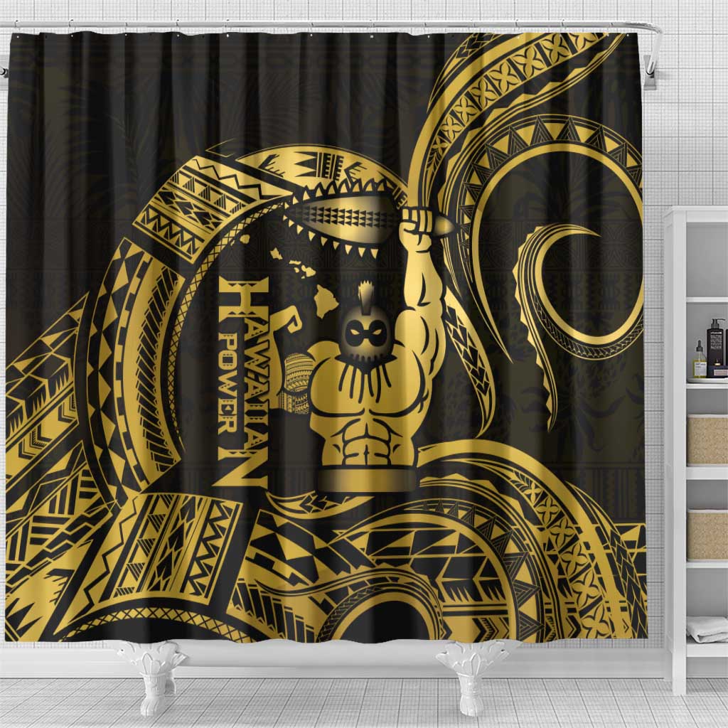 Gold Hawaii Ikaika Warrior Shower Curtain Hawaiian Power LT14 - Polynesian Pride