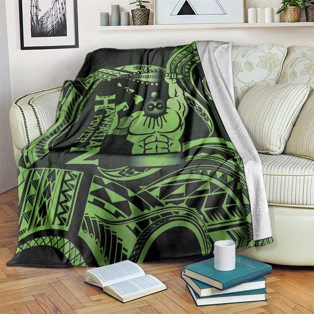 Green Hawaii Ikaika Warrior Blanket Hawaiian Power LT14 Green - Polynesian Pride