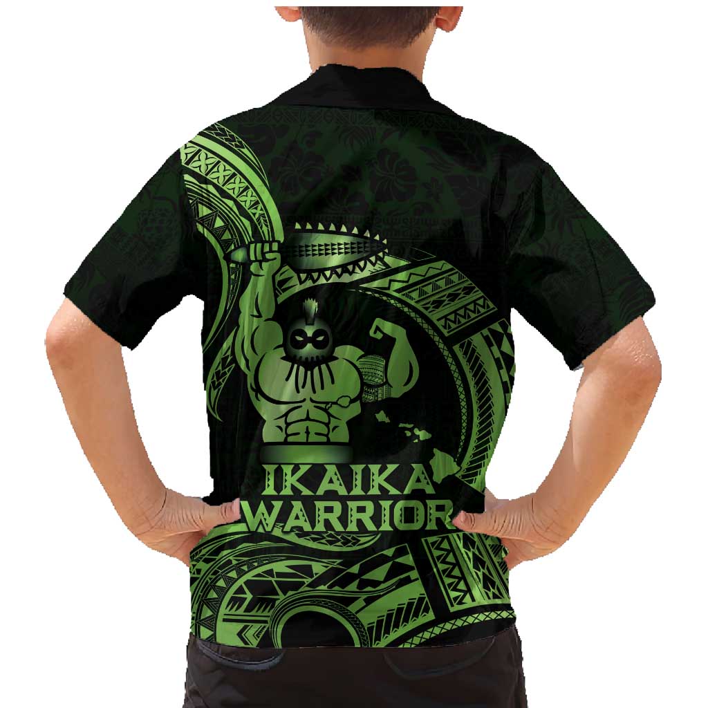 Green Hawaii Ikaika Warrior Family Matching Mermaid Dress and Hawaiian Shirt Hawaiian Power LT14 - Polynesian Pride