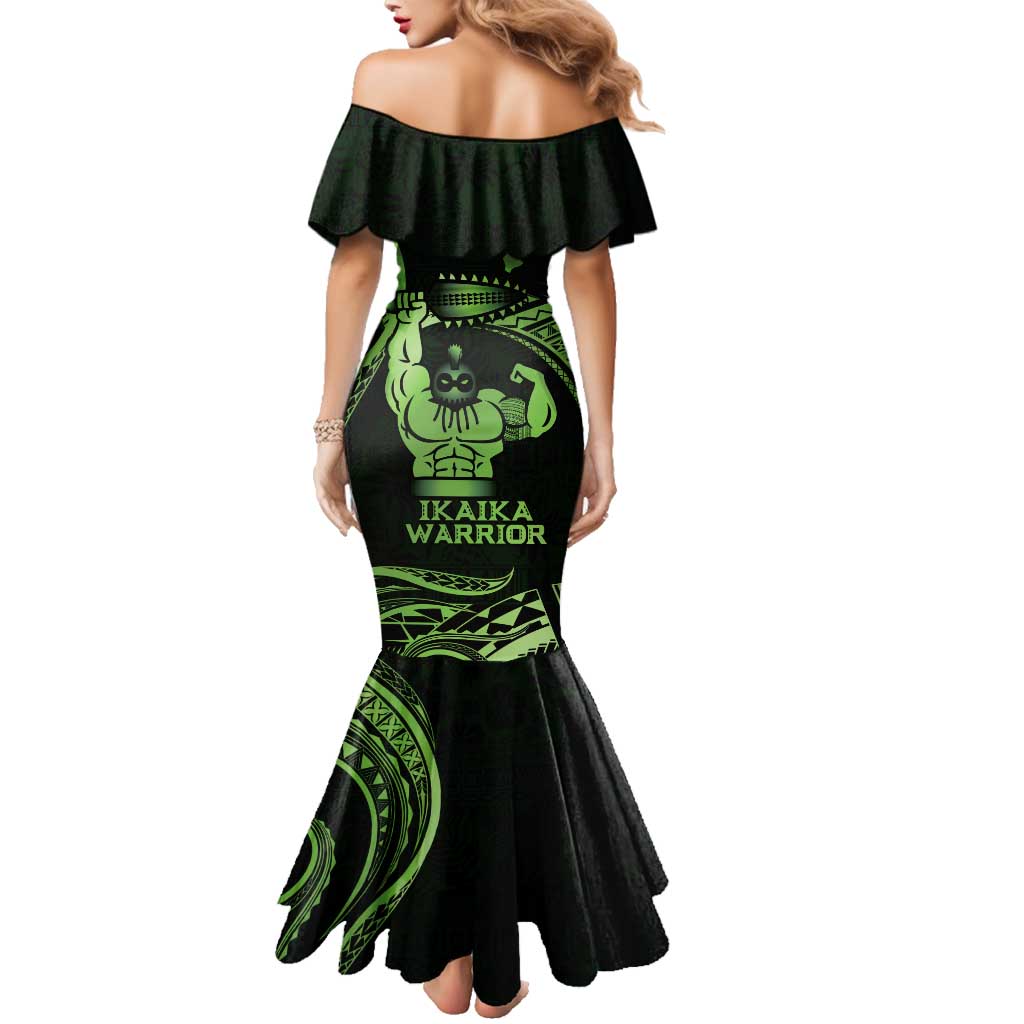Green Hawaii Ikaika Warrior Family Matching Mermaid Dress and Hawaiian Shirt Hawaiian Power LT14 - Polynesian Pride