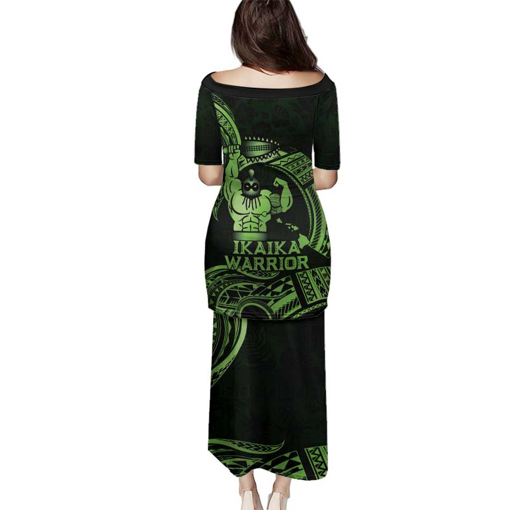 Green Hawaii Ikaika Warrior Family Matching Puletasi and Hawaiian Shirt Hawaiian Power LT14 - Polynesian Pride
