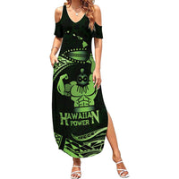 Green Hawaii Ikaika Warrior Family Matching Summer Maxi Dress and Hawaiian Shirt Hawaiian Power