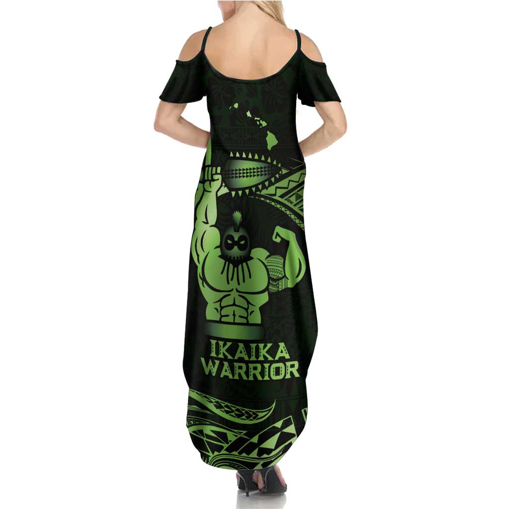 Green Hawaii Ikaika Warrior Family Matching Summer Maxi Dress and Hawaiian Shirt Hawaiian Power